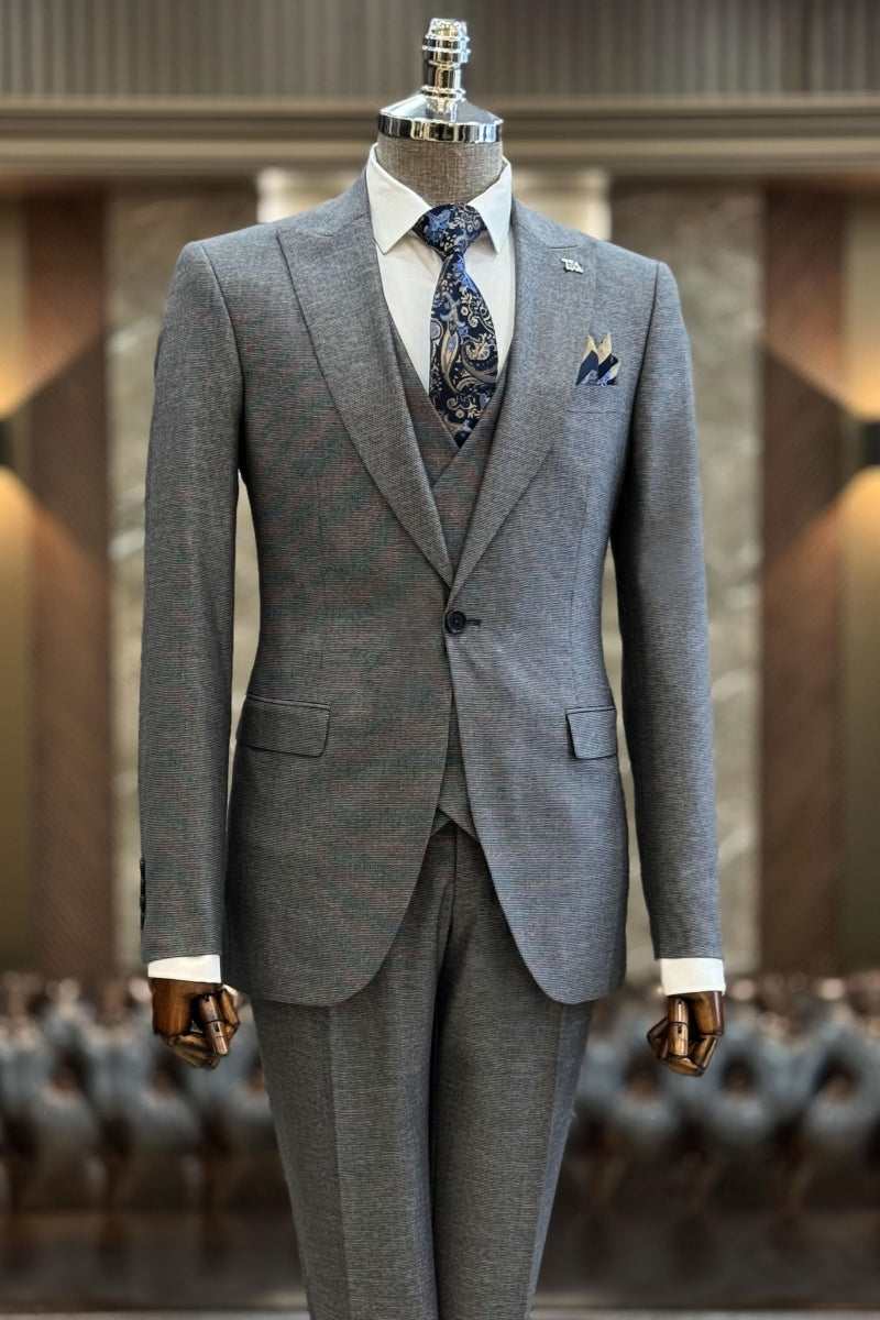 Modern Gray 3 Pieces Chic Close Fitting Formal Suits