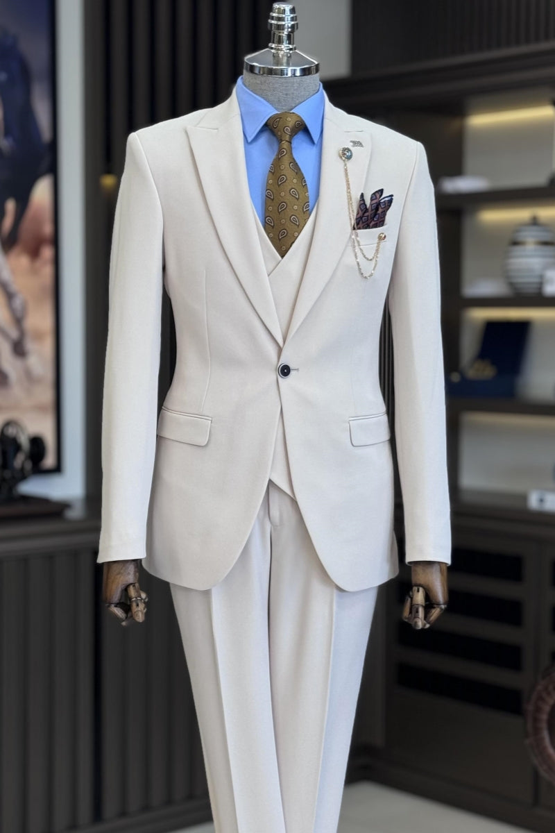 Glamorous Off-white Elegant 3 Pieces Business Suits