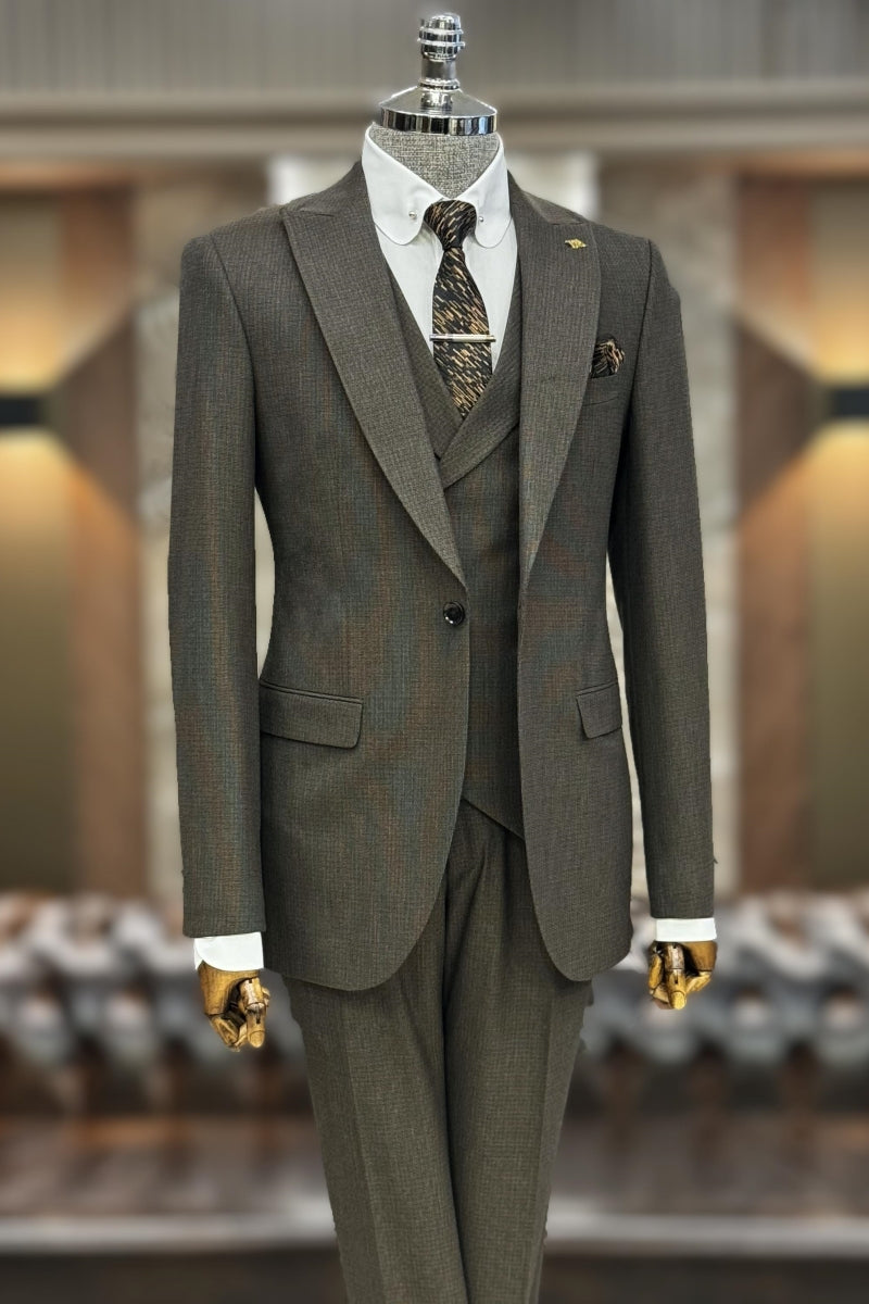 Glamorous Olive Green 3 Pieces Business Suits With Waistcoat