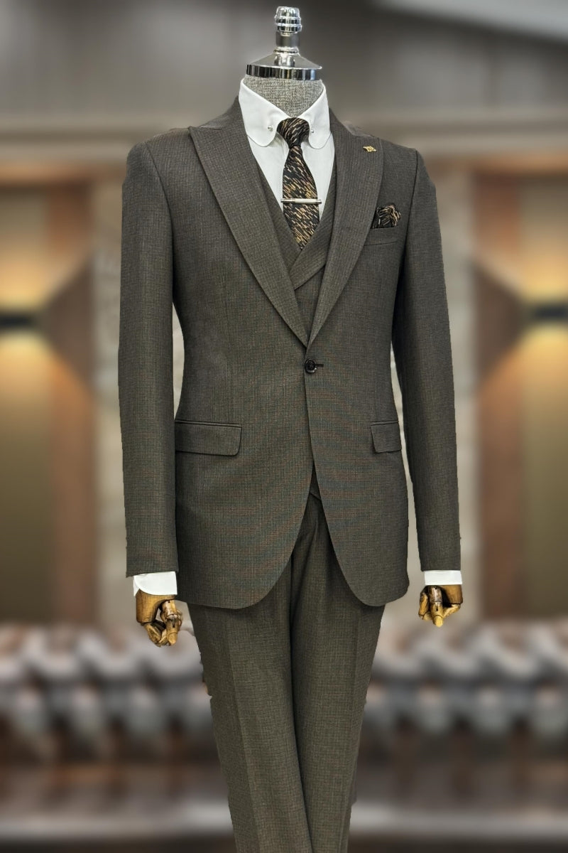 Glamorous Olive Green 3 Pieces Business Suits With Waistcoat