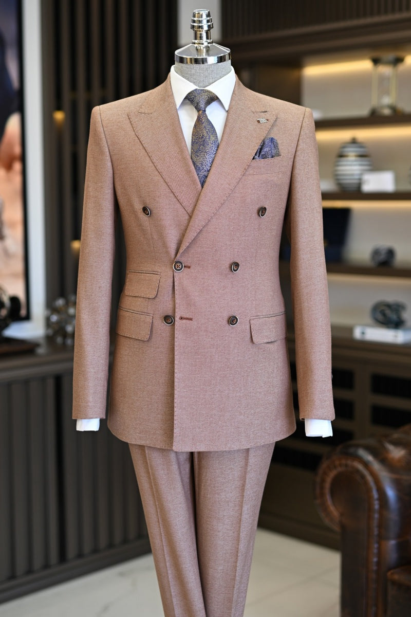 Trendy Dusty Rose Double Breasted Fashion Business Suits