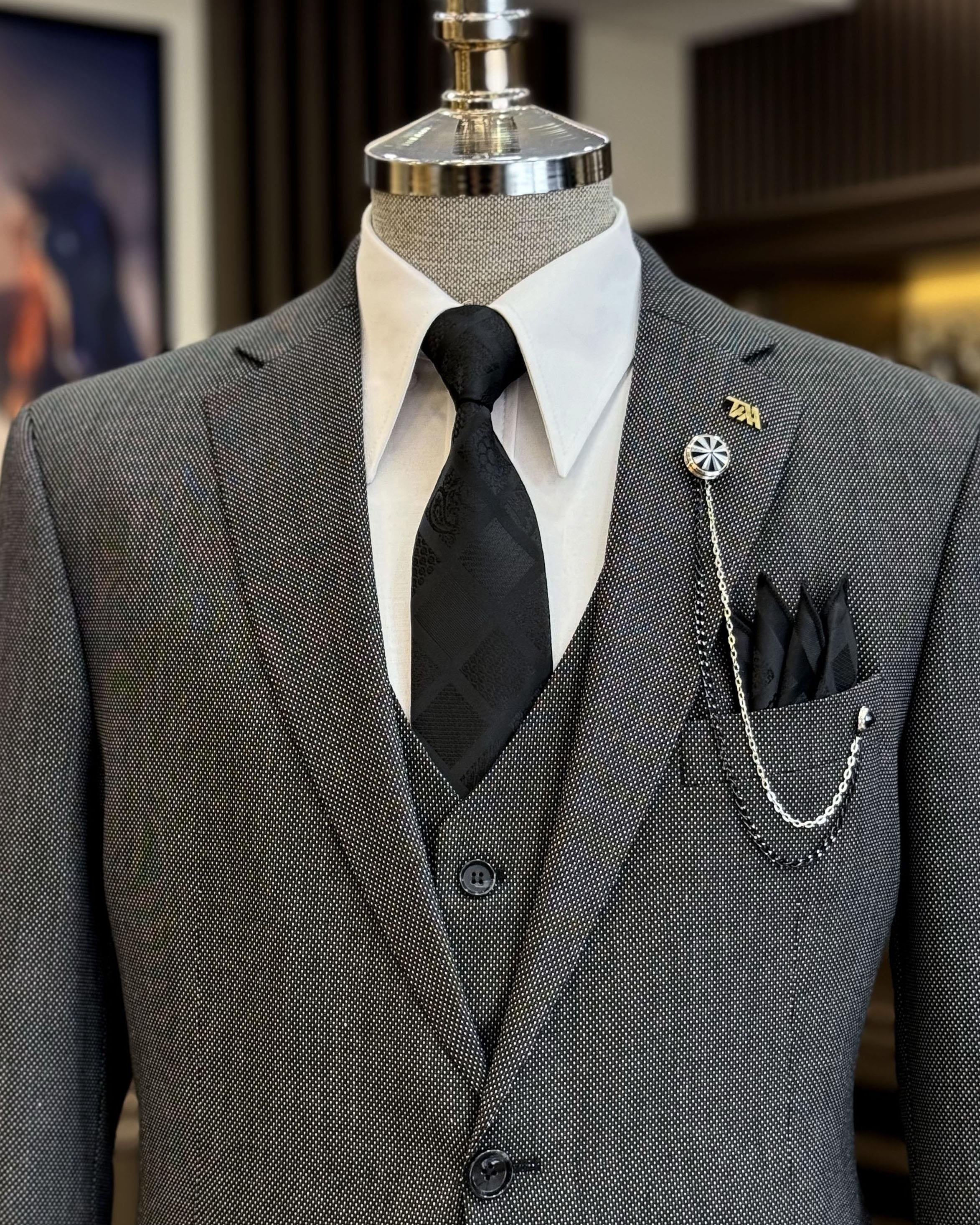 Newest Dark Gray 3 Pieces Notch Lapel Business Suits