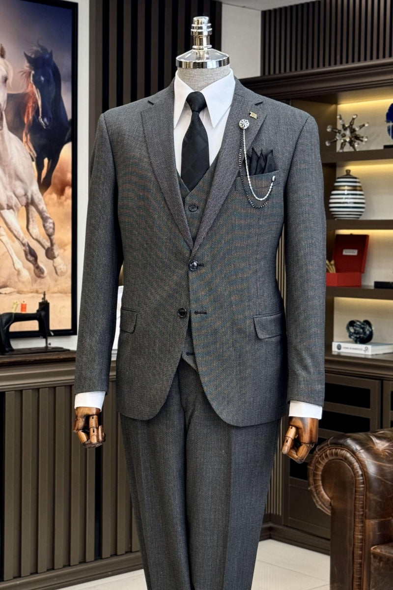 Newest Dark Gray 3 Pieces Notch Lapel Business Suits
