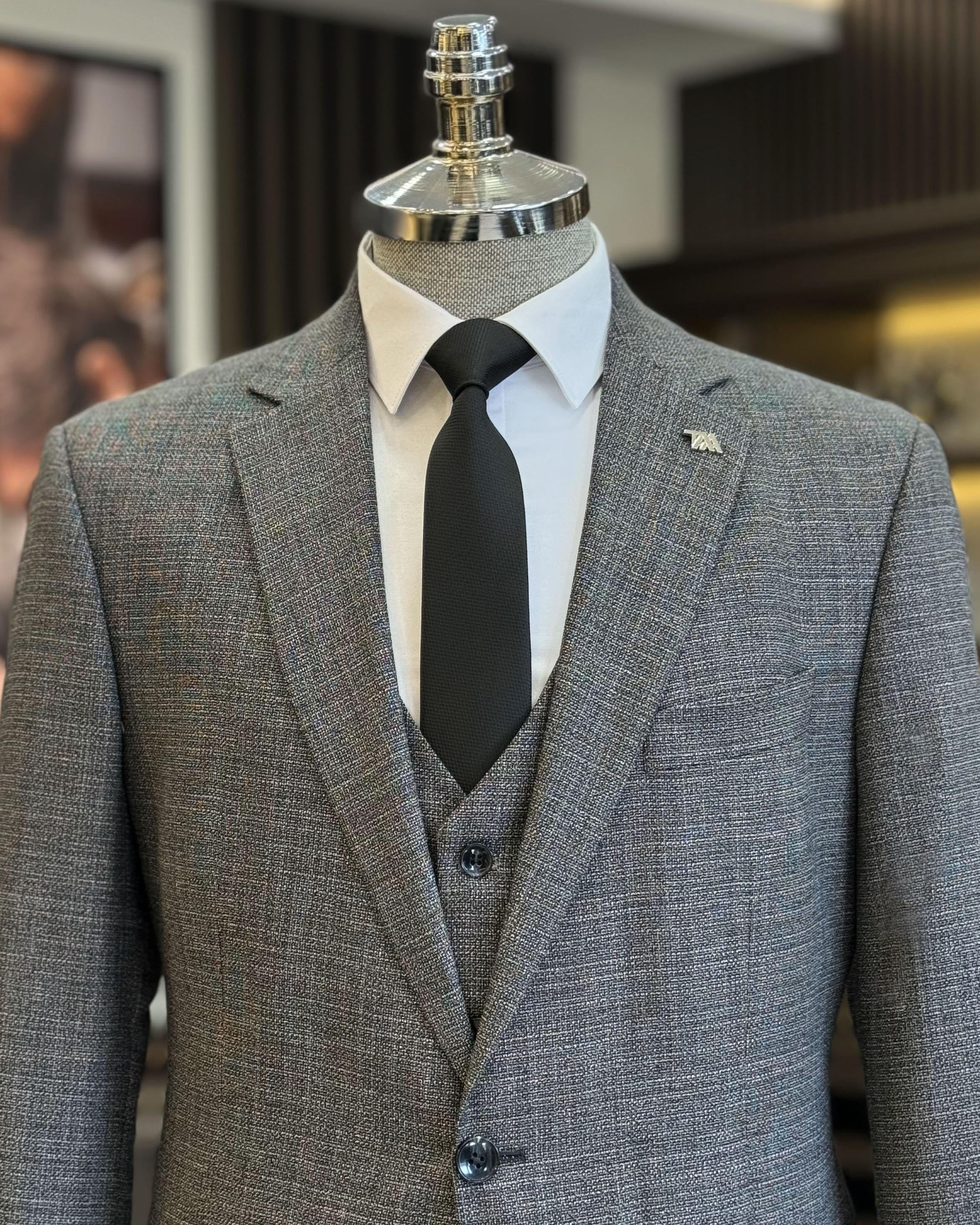 Chic 3 Pieces Dark Gray Notch Lapel Bussiness Suits For Men