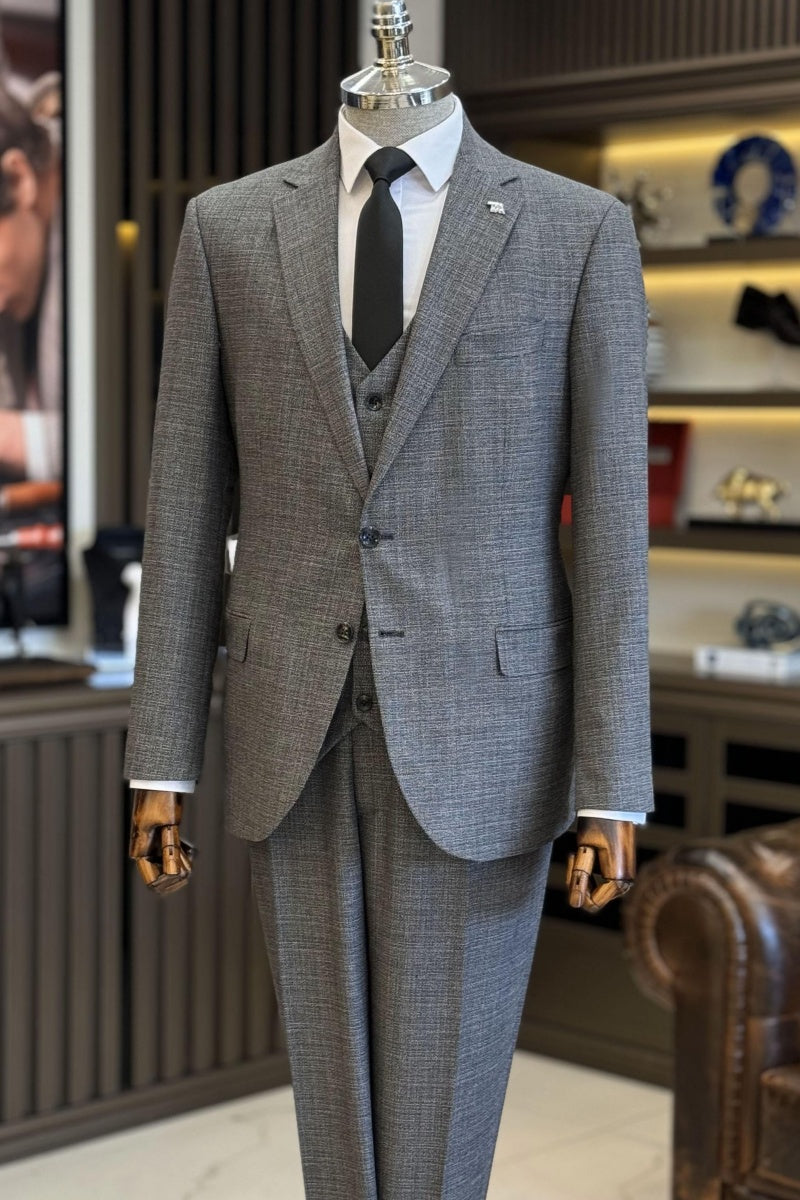 Chic 3 Pieces Dark Gray Notch Lapel Bussiness Suits For Men