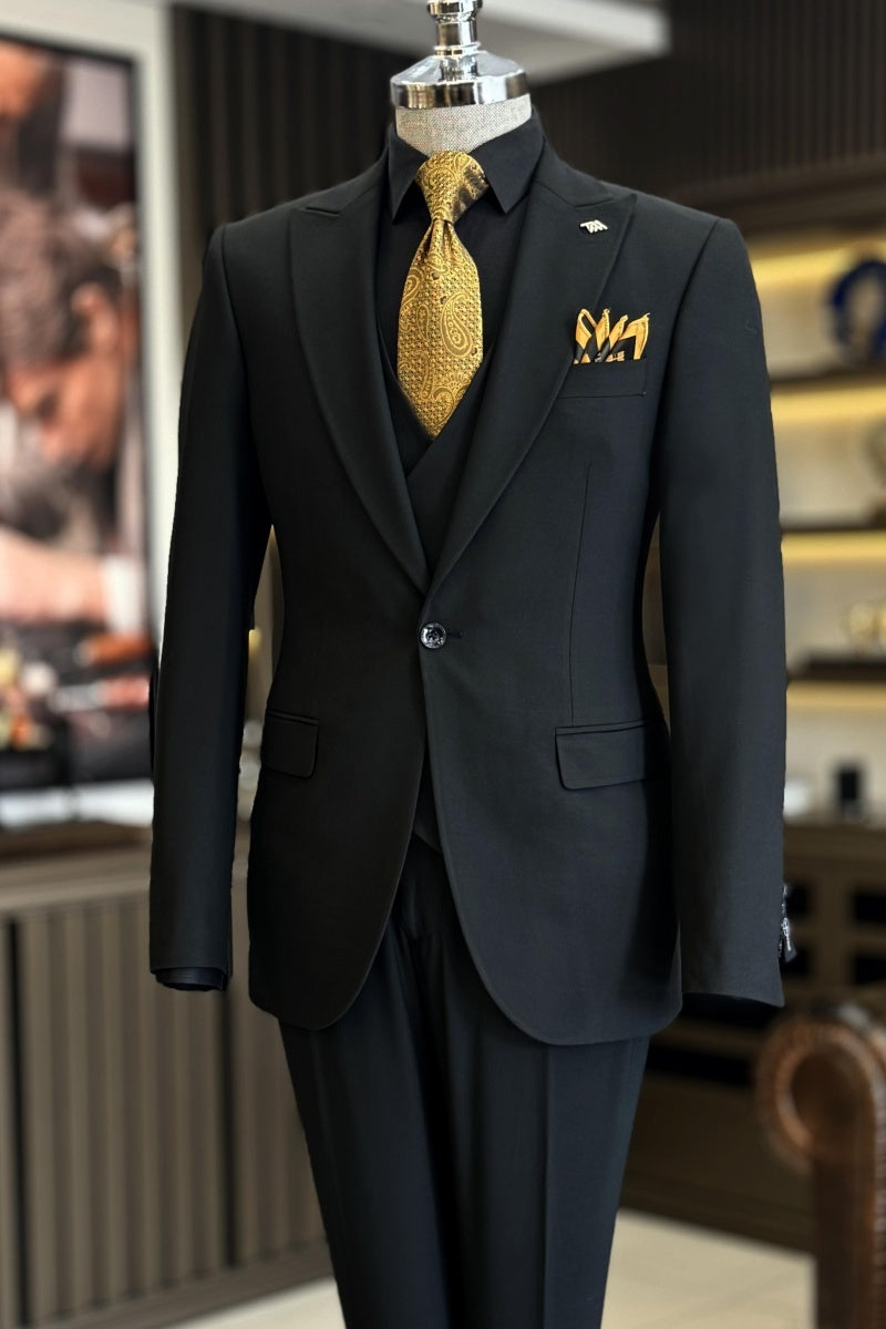 New Arrival Black 3 Pieces Business Suits With Vest