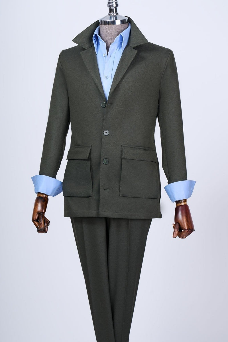 Cool Teal Notch Lapel Big And Tall Prom Suits