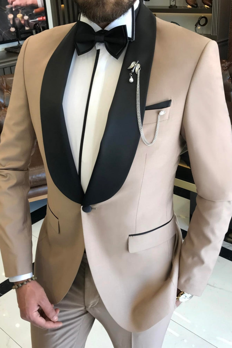 Newest Light Camel Bespoke Shawl Lapel Wedding Suits