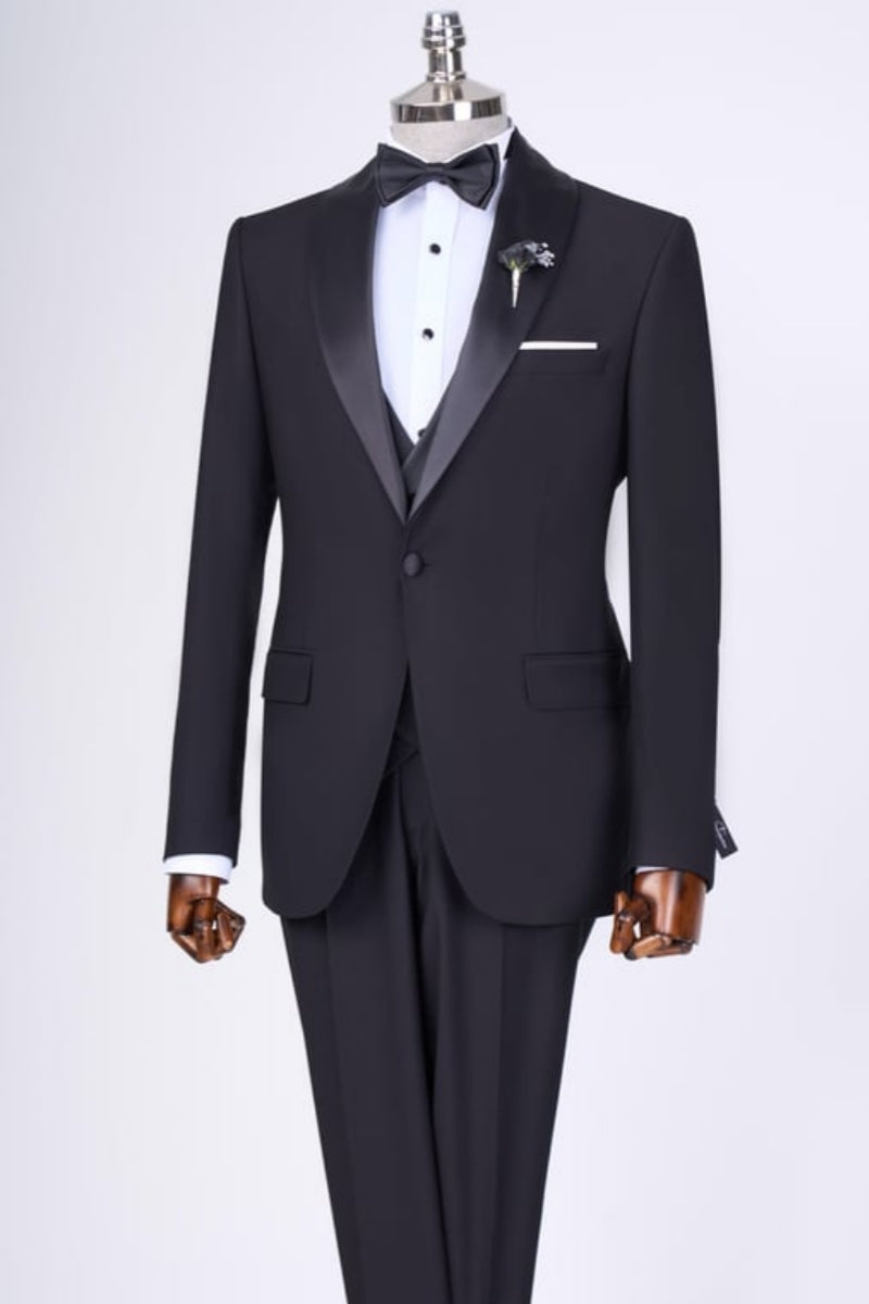Chic Black New Arrival 3 Pieces Shawl Lapel Wedding Suits