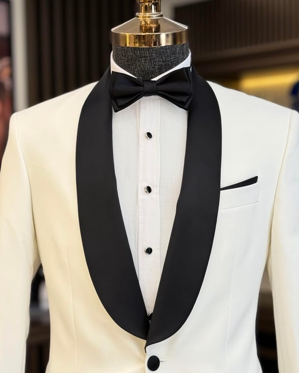 Best Fitted White Newest Shawl Lapel Wedding Suits