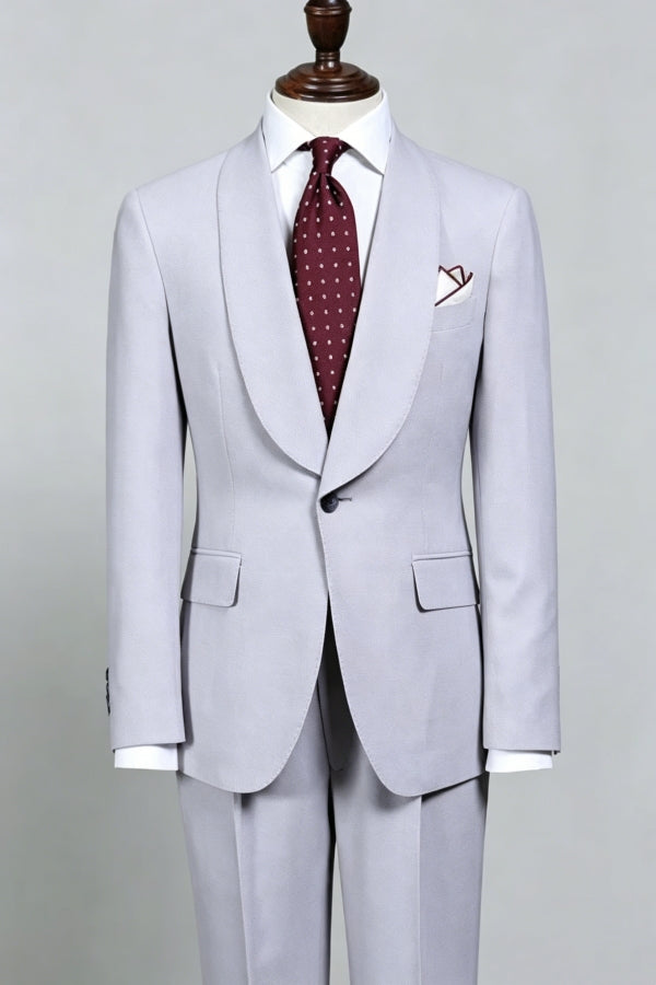 Bespoke Light Blue Shawl Lapel Stylish Wedding Suits